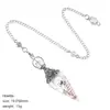 Colgante de péndulo de cristal natural, color plata vintage, piedra triturada multicolor, cono hexagonal, meditación yoga, cristal de meditación de frecuencia ajustable
