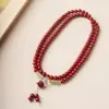 Loja de Fábrica Pulseira Ano do Zodíaco Imitação de Cinábrio com Pingente de Leão, Pulseira de Múltiplos Círculos com 108 Contas para Homens e Mulheres, Atacado e Dropshipping