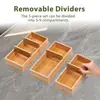 Tablero Separador Extraíble Caja de Almacenamiento de Bambú Organizador de Compartimentos de Cajón Simple Caja de Almacenamiento para Utensilios de Cocina Caja de Almacenamiento