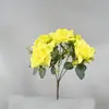 Flores Artificiales al por Mayor para Paisajismo, Decoración del Hogar Estilo Nórdico, Decoración de Bodas, Rosas Artificiales de 5 Cabezas con Borde Rizado