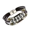 Pulsera para Hombre Venta al por Mayor Pulsera de Cuentas de Obsidiana Vintage Hebilla de Acero Inoxidable Pulsera de Cuero Vacuno Mujer