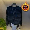 Sudadera Gruesa de Moda para Hombre Otoño e Invierno, Forrada de Polar, con Pedrería de Cielo Estrellado, Top Casual Desgastado