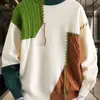 Suéter de bloques de color para hombre, estilo coreano, tejido de marca de moda nuevo y moderno para otoño e invierno, capa base para adolescentes y estudiantes
