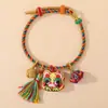 Festival do Meio Outono Boa Sorte Corda Colorida Pulseira de Cabeça de Tigre Pequena Feita à Mão Pulseira Pingente de Borla de Cabeça de Tigre Trançada Fofa Joias Pulseira Atacado