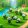 Paisaje en miniatura con lindas figuras de bambú y panda, adorable decoración de jardín, accesorios de paisajismo DIY, adornos en miniatura