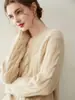 Konsaini~Suéter Nuevo de Cachemira Pura para Mujer, Cuello Redondo, Puntos de Colores, Engrosado de Tres Hilos, Suéter Pulóver de Punto Holgado
