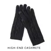 Guantes para Pantalla Táctil Cachemir 2026 Otoño/Invierno Hombres Mujeres Cable Trenzado Diamante Grueso Cálido Ciclismo Conducir Tejido Cinco Dedos