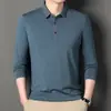 Nueva Camisa Polo de Manga Larga para Hombre Otoño 2026 Casual Cuello Campana Color Sólido Corte Holgado