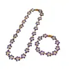 Collar de flor de esmalte azul exquisito versátil de moda retro ins europeo y americano con una cadena para la clavícula de sensación de lujo ligero y alta gama