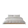 Conjunto de Roupa de Cama Minimalista Estilo Japonês de Alta Qualidade, 80 Fios, Algodão Tencel Lyocell, Capa de Edredom, Lençol, Lençol com Elástico, Conjunto de Quatro Peças, Cor Sólida, Estilo para Todas as Estações