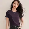 Camiseta Ace de Algodón Similar a la Seda Algodón de Fibra Larga Hombro Normal Blanca Pura Manga Corta para Mujer, Cuello Redondo, Top Camiseta de Alto Grado con Tacto Fresco