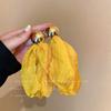 Pendientes de aguja de plata con lazo amarillo fresco, encantadores pendientes de flores, diseño dulce, pendientes de celebridad en línea personalizados, nuevos pendientes