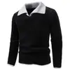 Nuevo suéter de punto de dos piezas para hombre otoño/invierno 2026, cuello alto, tejido de bloques de color de moda para hombre