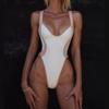Bikini Sexy de Una Pieza para Mujer de Verano, Transfronterizo, Cuello en V, Ajustado, Estilo Europeo y Americano, Diseño Sexy con Empalme, Espalda Descubierta