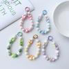 Novo MengMeng Rabbit Mobile Phone Chain curto colorido bead-baned pulseira Mobile Phone Case Lanyard Acessórios Porta-chaves Pingente