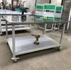 Banco de Trabajo Móvil para Soldadura de Acero Inoxidable de Alta Resistencia con Mesa de Operación con Ruedas Taller Carrito de Doble Capa Mesa Experimental de Madera Todo Acero Mesa
