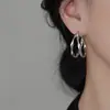 Pendientes de Aro Seiko de Alta Calidad de Plata de Ley S999 con Diseño de Onda de Aguja, Aro Liso, Pendientes Anchos para Mujer, Nuevos Pendientes Populares 2025