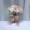 192 Noiva Mori Casamento Flor Simulação Rosa Laço Borla buquê Casamento Adereços para Fotos de Casamento