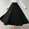 Nova saia longa de barra larga, estilo ins transfronteiriço, versátil e de corte solto, saia longa elegante feminina de cintura alta, europeia e americana