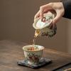 Tetera de mano estilo chino Nueve Flor de Durazno Cerámica Horno Ru Juego de Té Kung Fu Hogar Hecho a Mano Tetera Individual Caja de Regalo