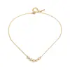 Elegante y Discreto Estilo Clásico Cadena de Tenis de Acero Inoxidable y Oro de 18K con Circonitas, Joyería Transfronteriza de Lujo Ligero para Mujeres con un Toque de Alta Gama