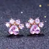 Pendientes de huellas de corazón de melocotón blanco de AliExpress transfronterizos, garras pequeñas, para mujer, pendientes Aobao, joyería de moda, venta al por mayor