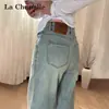 Jeans Retro de Pierna Ancha para Mujer, Estilo Nuevo Versátil de Moda para Verano, Cintura Alta, Diseño Adelgazante, Pantalones Rectos Sueltos y con Caída
