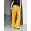 Calça Lavável de Algodão-Linho Tencel com Cintura Elástica e Cordão, Calça Casual Solta de Perna Larga, Estilo Old Money, Sensação Relaxada, Calça de Linho de Cintura Baixa