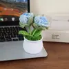 Flor de Burbuja Tejida a Mano Rosa Planta en Maceta Adorno de Escritorio Decoración Flor de Ganchillo Regalo Creativo Colgante de Flor de Hilo