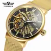 T-Winner Moda Casual Europea y Americana para Hombre Malla de Acero Inoxidable Hueca Correa Resistente al Agua Automático Mecánico Reloj Venta al por Mayor