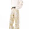 Cleanfit Tie-Dye Jacquard Jeans Bootcut para Hombre Estilo Americano Vibe Pantalones Marca Trendy Hoja de Sauce Cimitarra