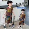 Conjunto de Camisa sin Mangas de Verano para Niños, Conjunto Elegante y Fresco de Dos Piezas para Niños, Ropa Fresca para Niños Pequeños y Medianos, Mayoreo