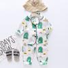 Conjunto de Dos Piezas de Pijama de Primavera y Otoño, Mufu Rui Una Pieza Dropshipping Estilo Coreano de Botones Solos Ropa de Casa Conjunto de Dibujos Animados con Dibujos Animados