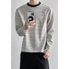 2026 HT26544 Longitud Extendida Talla Grande Cuello Redondo Rayas Mangas Largas Camiseta M-5X HT26891-Especial P16