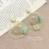 Nuevos Pendientes de Malla de Paja Hechos a Mano para Mujer, Colgantes de Oreja con Bloques de Color, Lujo Ligero, Diseño de Nicho de Alta Gama, Accesorios Elegantes