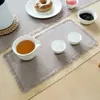 Corredor de Mesa de Algodón Waffle Hecho a Mano con Borlas de Nuevo Estilo Transfronterizo, Posavasos para Taza, Color Sólido, Tela Decorativa Larga para Mesa del Hogar, Paño de Cocina, Posavasos
