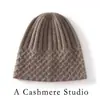 Gorro de Punto Grueso 100% Cachemir con Trenzas y Raya Vertical Jacquard para Otoño e Invierno, Gorro Holgado, Turbante, Gorro para Protección de Orejas, Gorro Frío para Ciclismo al Aire Libre