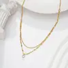 Collar de Acero de Titanio con Patrón de Ola No Descolorante y un Solo Diamante para Mujer, Cadena para Clavícula de Diseño de Nicho de Lujo Ligero, Exclusivamente para Dropshipping Transfronterizo