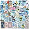 50 Pegatinas de Dibujos Animados para Recordatorio de Hidratación Decoración DIY para Fundas de Teléfono, Vasos de Agua, Guitarras, PVC Impermeables Pegatinas Nuevas