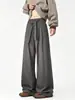 Pantalones holgados de pierna ancha a rayas estilo "old money" talla grande para hombre, pantalones casuales rectos largos de caída estilo americano, otoño