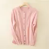 Cardigan Retro de Punto Retorcido Suave y Amigable con la Piel para Bebé, Cuello Redondo, Chaqueta de Punto de Cachemir Puro de Color Sólido para Mujer, Manga Larga