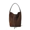 Bolso Cubo Grande de Piel de Vaca Mate Modelo Nuevo 2026 para Mujer, Bolso de Cuerda para el Trabajo, Bolso de Hombro Estilo Casual para Mujer