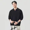 Suéter de Malha Trançada com Gola Reversível Estilo Old Money de Anyang Outono 2026 Novo Suéter Masculino, Tricô Casual Solto Estilo Preguiçoso