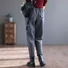 Liquidación Otoño e Invierno Nuevos Pantalones Deportivos Casuales Retro para Mujer Cintura Elástica Bolsillo Grande Pantalones Harem Pantalones Versátiles Mujer