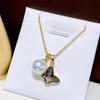 Collar Nuevo Colgante de Perla Natural Edison para el Día de la Madre + Chapado en Oro de 18K con Concha de Abulón Xiaohongshu