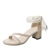 Sandalias de Perlas Estilo Francés para Mujer, Verano Tacón Bajo 2026 Nuevo Diseño de Moda, Tacones Altos Gruesos de Nicho para Dama de Honor
