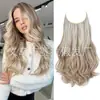 Cabelo Longo Cacheado Ondulado com Linha Transparente, Fábrica de Origem, Peruca Estilo Europeu e Americano, Estilo Linha de Pesca com Presilhas