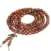 Pulsera de Cuentas Budistas de Madera Preciosa Roja de 108 Cuentas, Cuentas de Sándalo Multi-Círculo, Ébano Negro, Sándalo Verde, Palosanto Negro