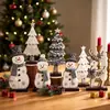 Decoración de mesa navideña transfronteriza muñeco de nieve de madera árbol ciervo decoración estilo rústico bandeja escalonada navideña adornos decorativos