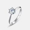 Anel feminino clássico de mineração a quente transfronteiriça com seis garras incrustadas em prata S925 incrustada em 1 ct anel de diamante moissanite europeu e americano simples
